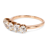 Antique 14k Yellow Gold 0.85tcw Old Mine Cut Diamond Five Stone Half Band Ring