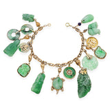 Vintage Yellow Gold Green Jade Charm Bracelet
