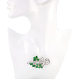 Vintage Precious Metal Alloy Jade and 1.60ctw Diamond Floral Brooch Pin