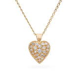 Vintage 14k Yellow Gold Pavé 0.40tcw Diamond Heart Pendant Necklace