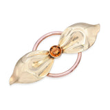 Vintage Tiffany & Co. 14k Yellow and Rose Gold Citrine Bow Brooch