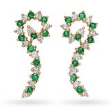 Vintage 14k Yellow Gold Diamond and Emerald Spiral Earrings