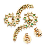 Vintage 14k Yellow Gold Diamond and Emerald Spiral Earrings