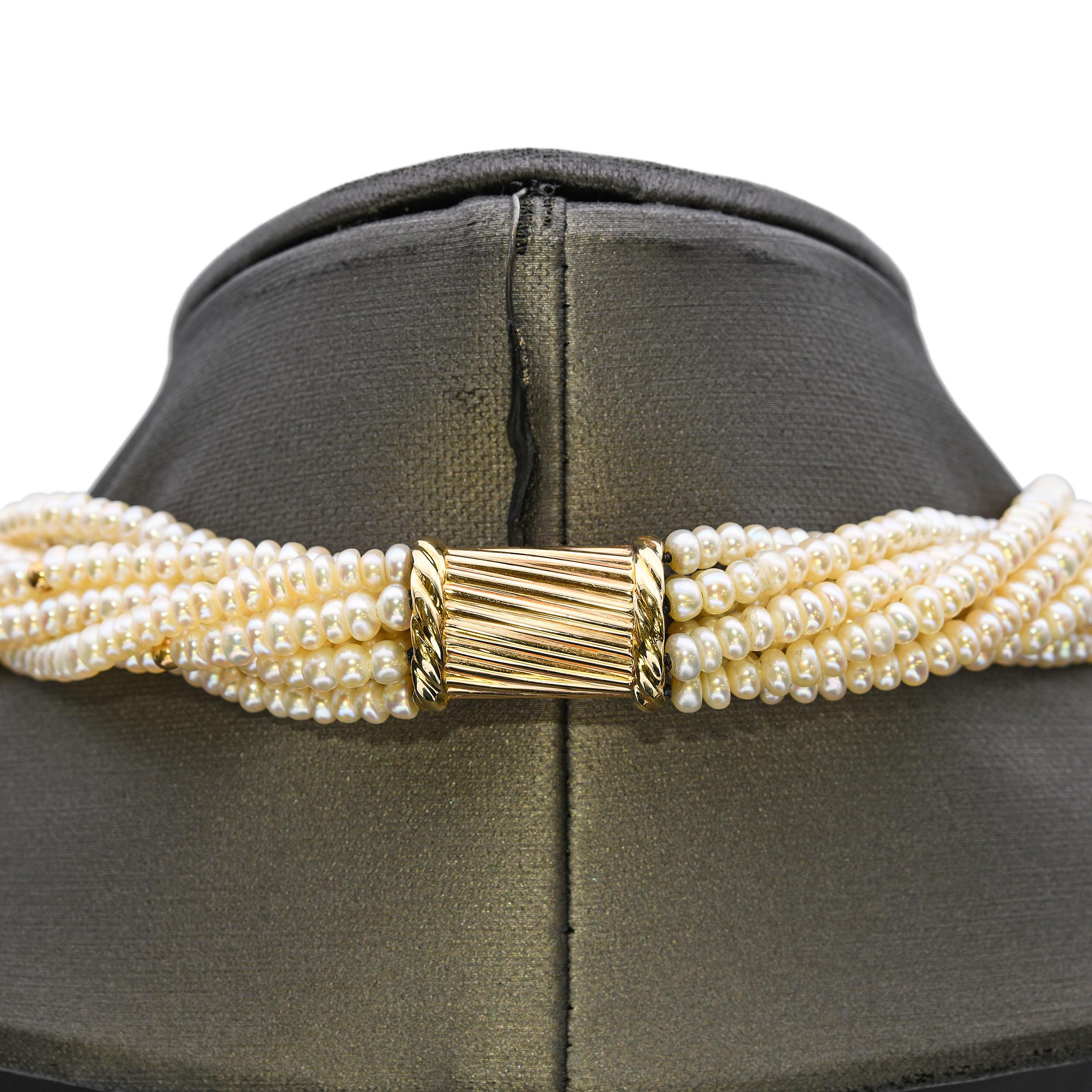 Vintage 14k Yellow Gold Multi Pearl Strand Necklace