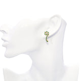 Vintage 14k Yellow Gold Diamond and Emerald Spiral Earrings