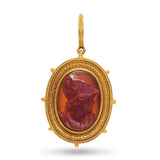 Antique Etruscan Revival 22k Yellow Gold Carnelian Cameo Brooch Pendant