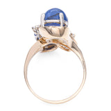 Vintage 14k Yellow Gold 8.2tcw Star Sapphire and Diamond Bypass Ring