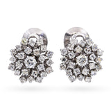 Vintage 10k White Gold 1.02tcw Diamond Cluster Earrings