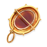 Antique Etruscan Revival 22k Yellow Gold Carnelian Cameo Brooch Pendant
