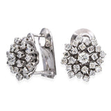 Vintage 10k White Gold 1.02tcw Diamond Cluster Earrings