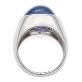 Vintage 14k White Gold GIA 31.95ct Star Sapphire and Diamond Men's Ring