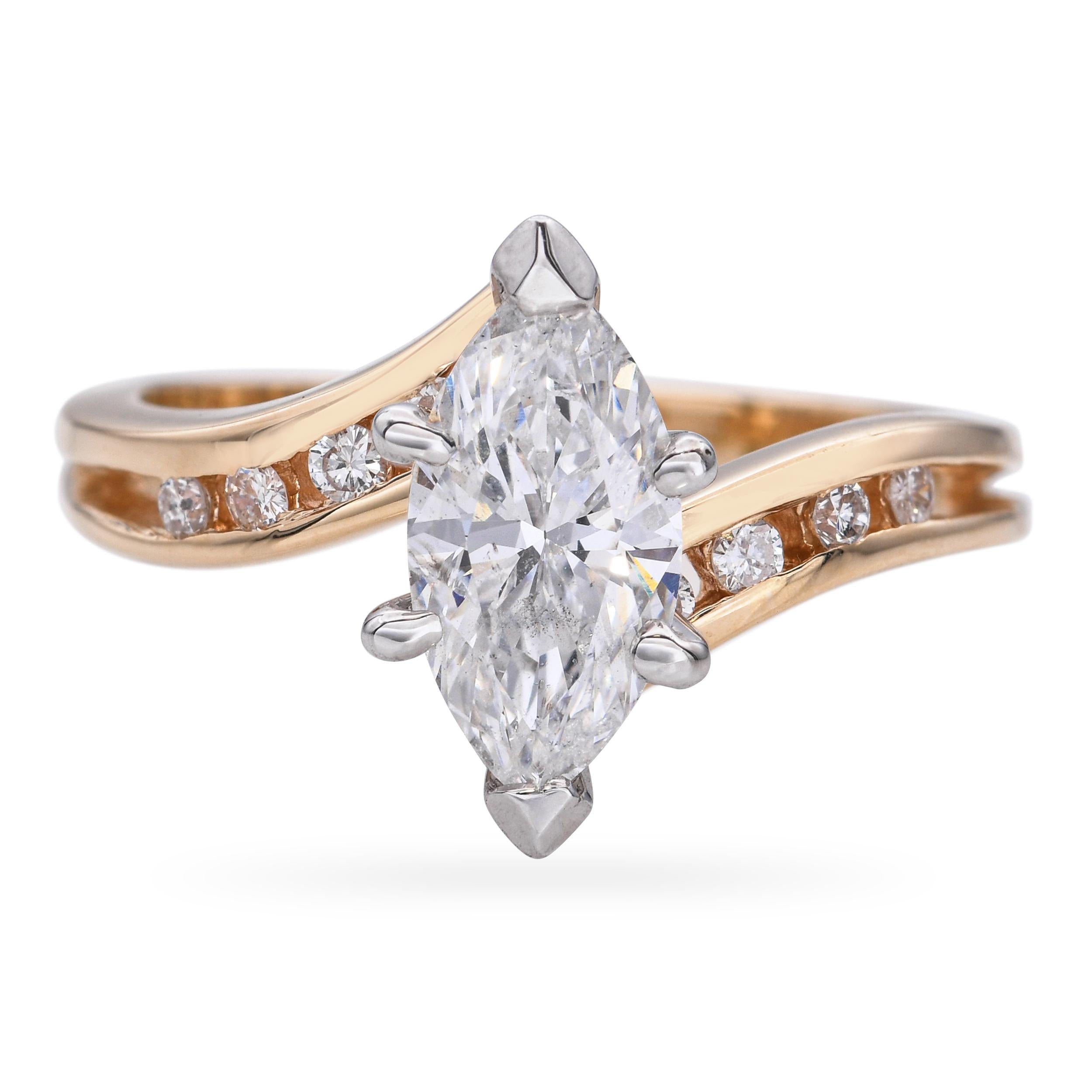 Vintage 14k 1.01tcw Diamond Bypass Engagement Ring