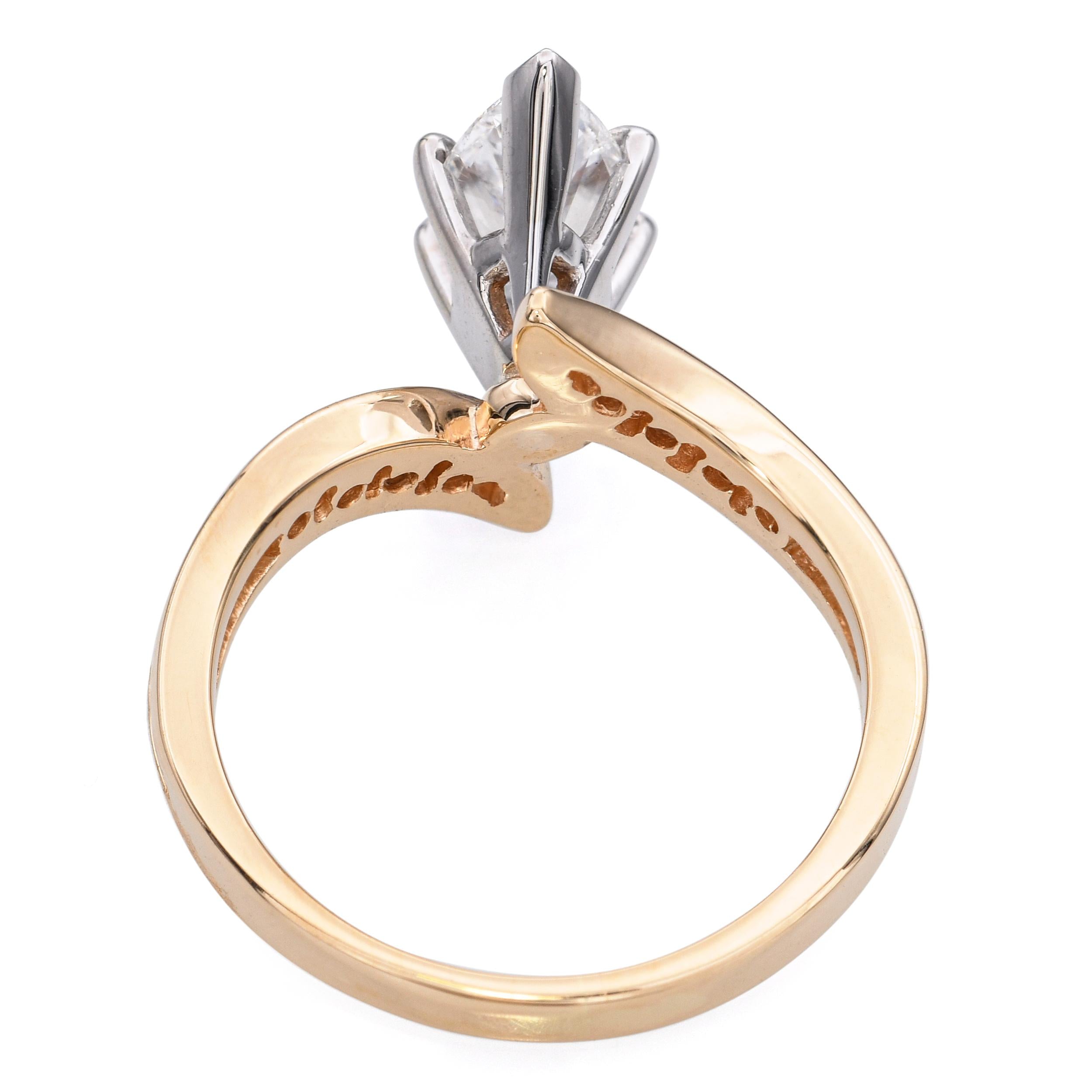 Vintage 14k 1.01tcw Diamond Bypass Engagement Ring