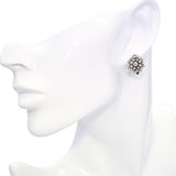 Vintage 10k White Gold 1.02tcw Diamond Cluster Earrings