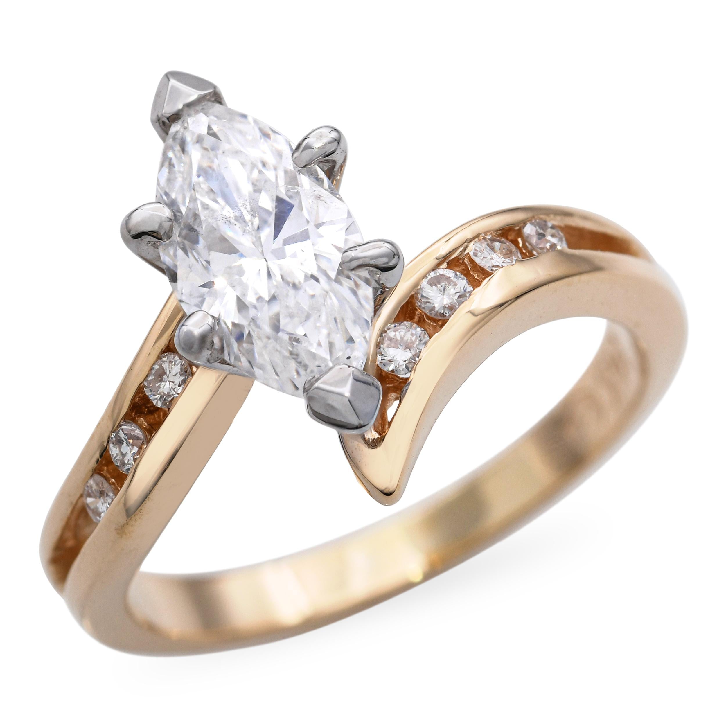 Vintage 14k 1.01tcw Diamond Bypass Engagement Ring