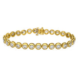 Vintage Cartier 18k Yellow Gold 7ct Diamond Bezel Set Tennis Bracelet