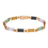 Vintage 14k Yellow Gold Jadeite Jade Link Bracelet