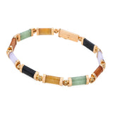 Vintage 14k Yellow Gold Jadeite Jade Link Bracelet