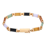 Vintage 14k Yellow Gold Jadeite Jade Link Bracelet