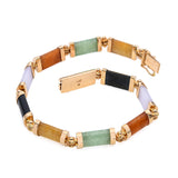 Vintage 14k Yellow Gold Jadeite Jade Link Bracelet