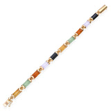Vintage 14k Yellow Gold Jadeite Jade Link Bracelet