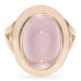 Vintage 18k Yellow Gold Rose Quartz Cabochon Ring
