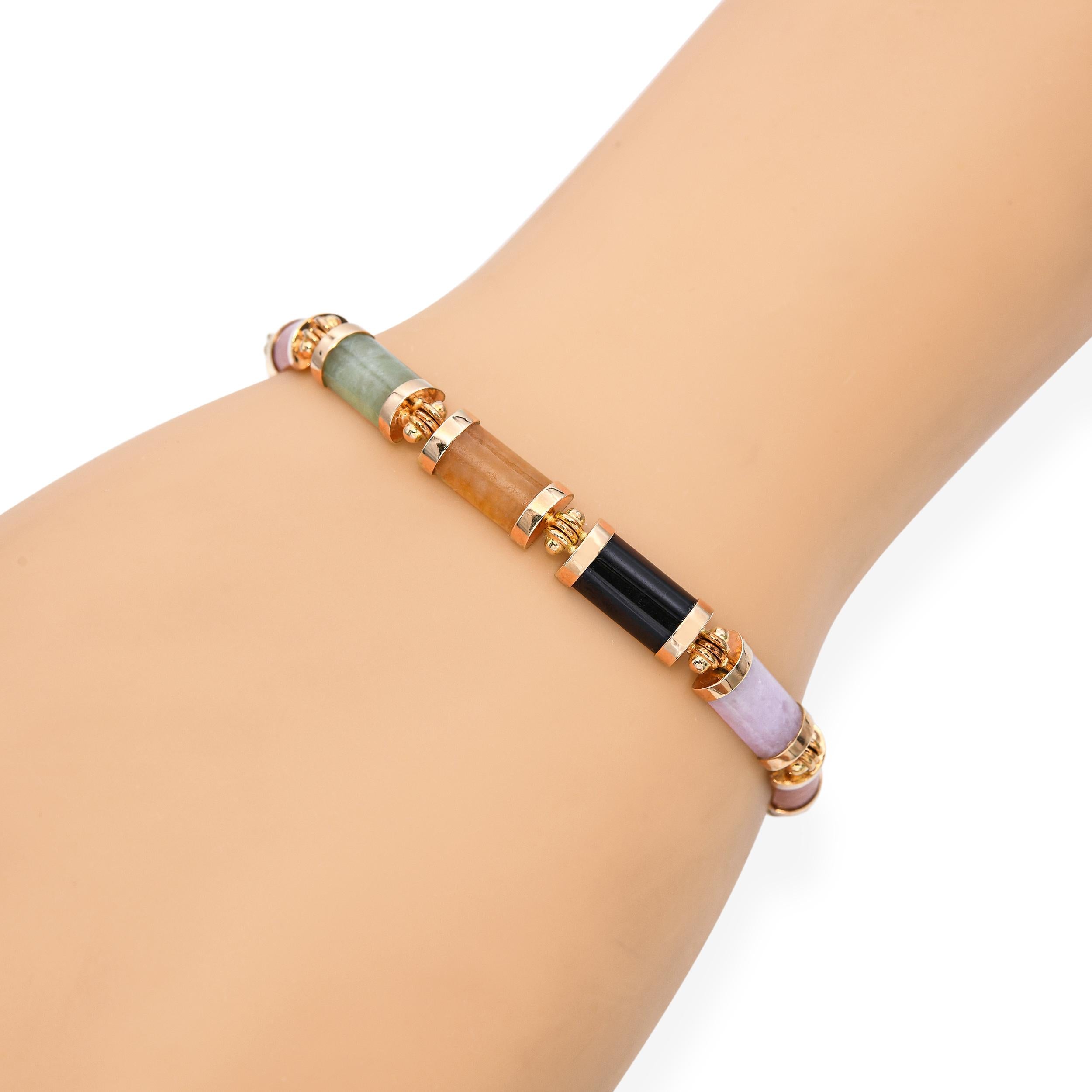 Vintage 14k Yellow Gold Jadeite Jade Link Bracelet
