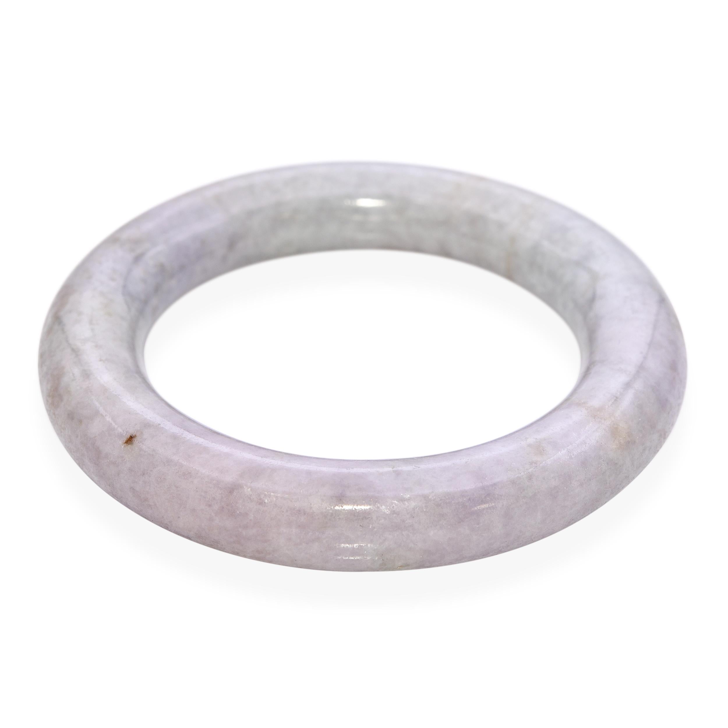 GIA Type A Mottled Light Purple and Light Green Translucent Jadeite Jade Bangle