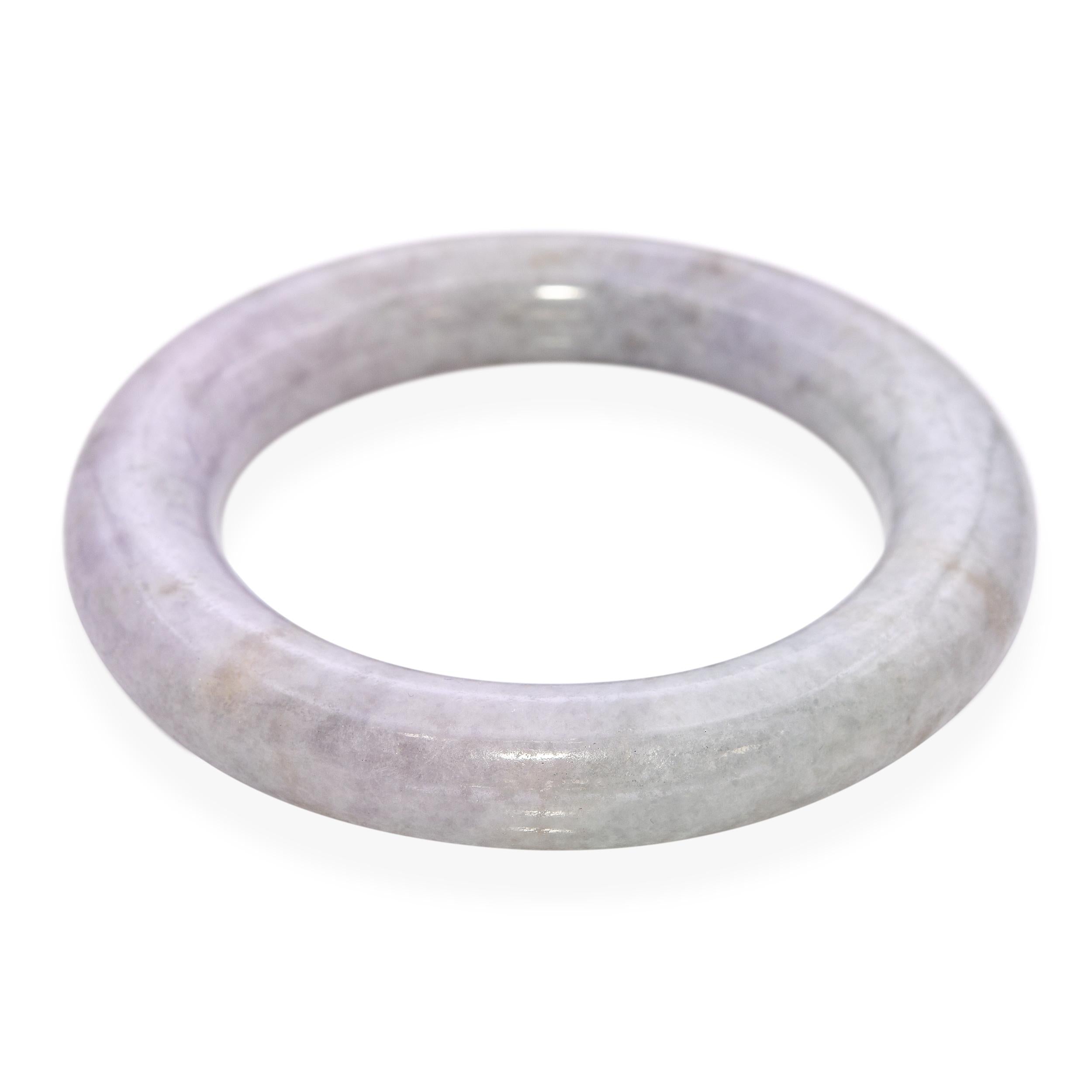 GIA Type A Mottled Light Purple and Light Green Translucent Jadeite Jade Bangle