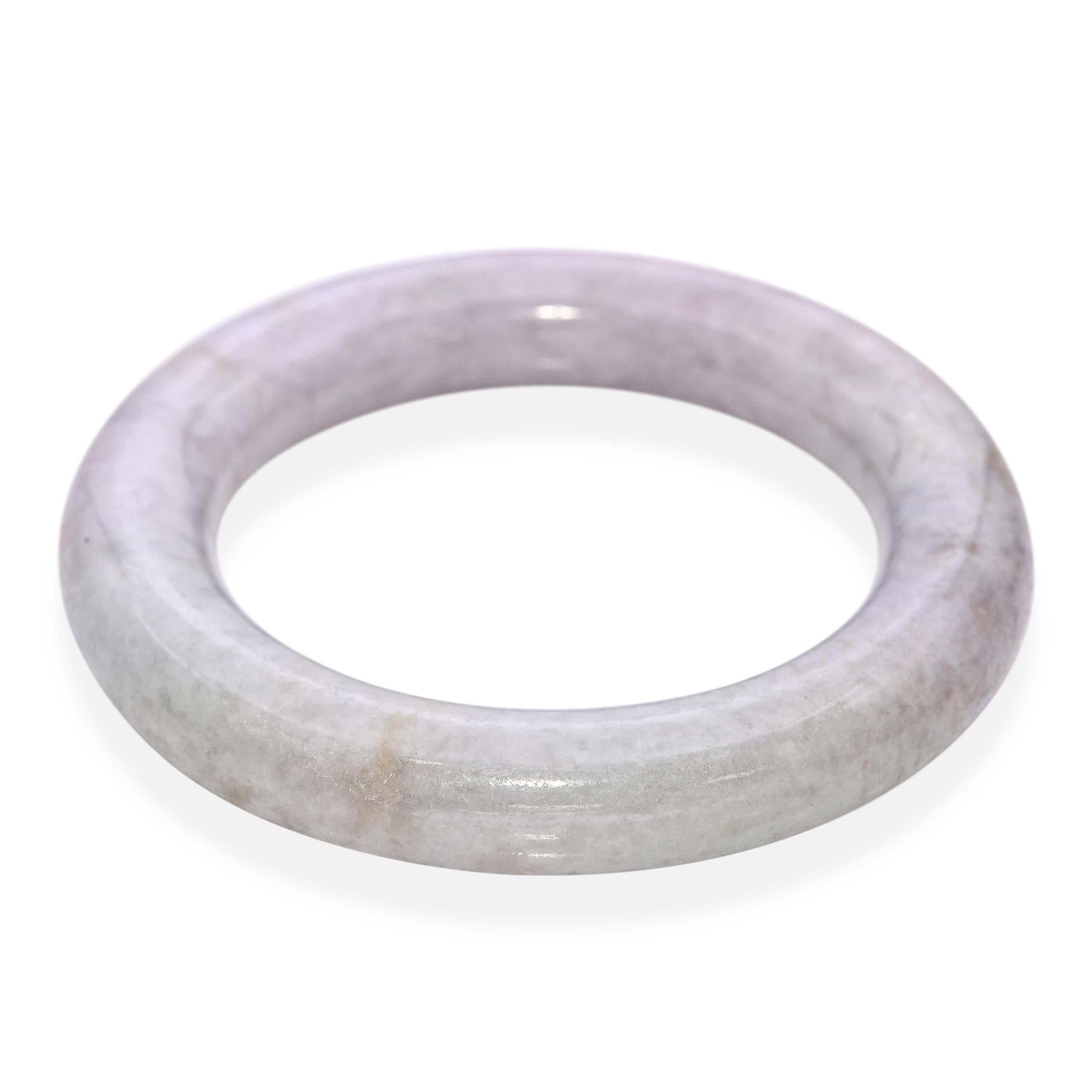 GIA Type A Mottled Light Purple and Light Green Translucent Jadeite Jade Bangle