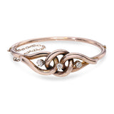 Antique 9k Rose Gold Old Mine Cut Diamond Bangle Bracelet
