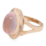Vintage 18k Yellow Gold Rose Quartz Cabochon Ring