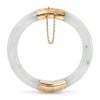 Vintage 14k Yellow Gold Variegated Bluish Green and White Jadeite Jade Bangle