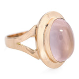 Vintage 18k Yellow Gold Rose Quartz Cabochon Ring