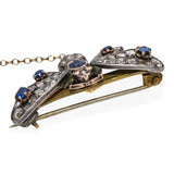Antique Georgian Silver-Topped Gold Rose Cut and Sapphire Butterfly Brooch