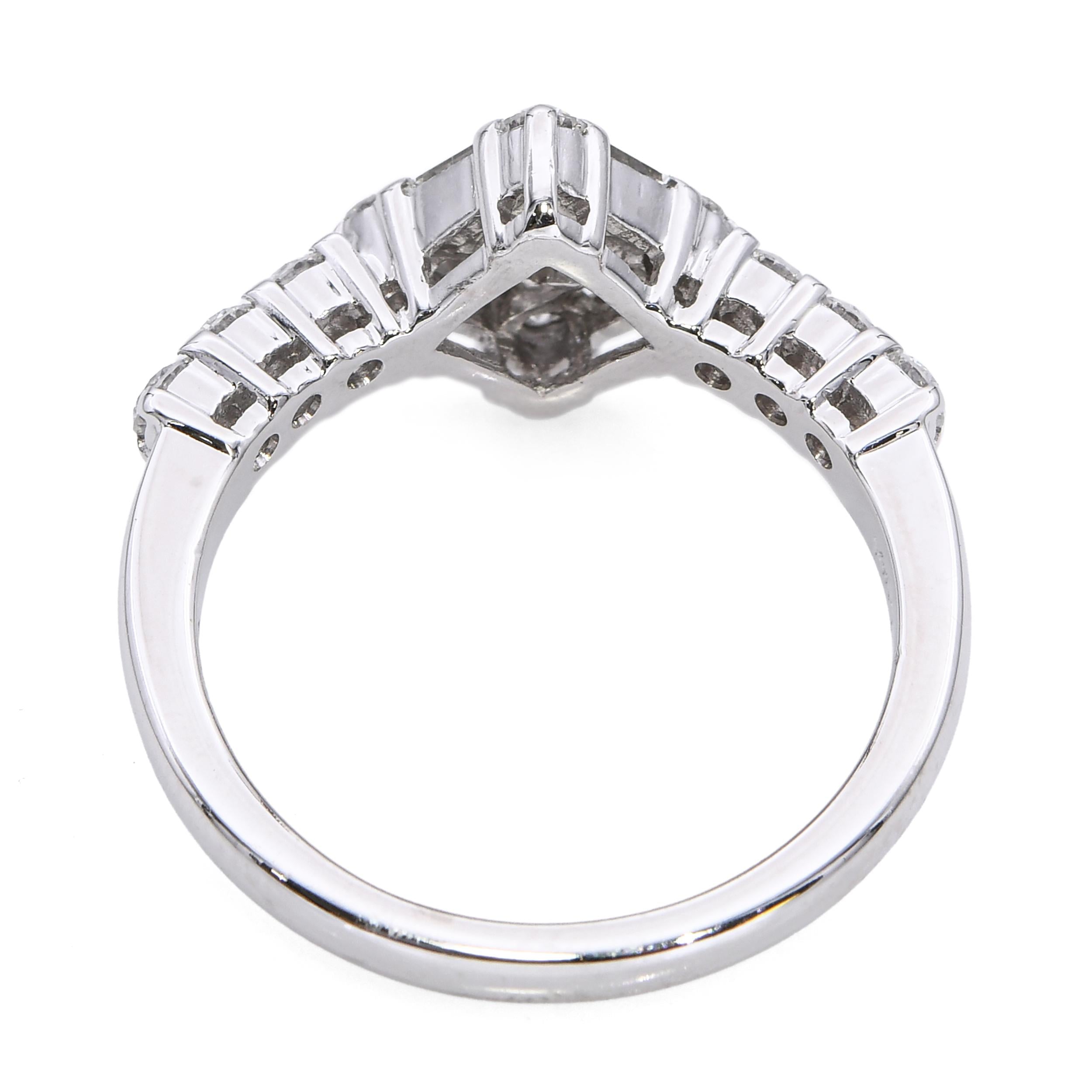 Shane Co 14k White Gold Mixed Cut Diamond Ring