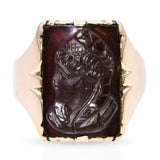 Antique 10k Yellow Gold Sardonyx Female Profile Cameo Ring