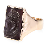 Antique 10k Yellow Gold Sardonyx Female Profile Cameo Ring