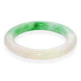 Vintage Carved Variegated Jadeite Jade Bangle Bracelet
