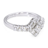 Shane Co 14k White Gold Mixed Cut Diamond Ring