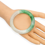 Vintage Carved Variegated Jadeite Jade Bangle Bracelet