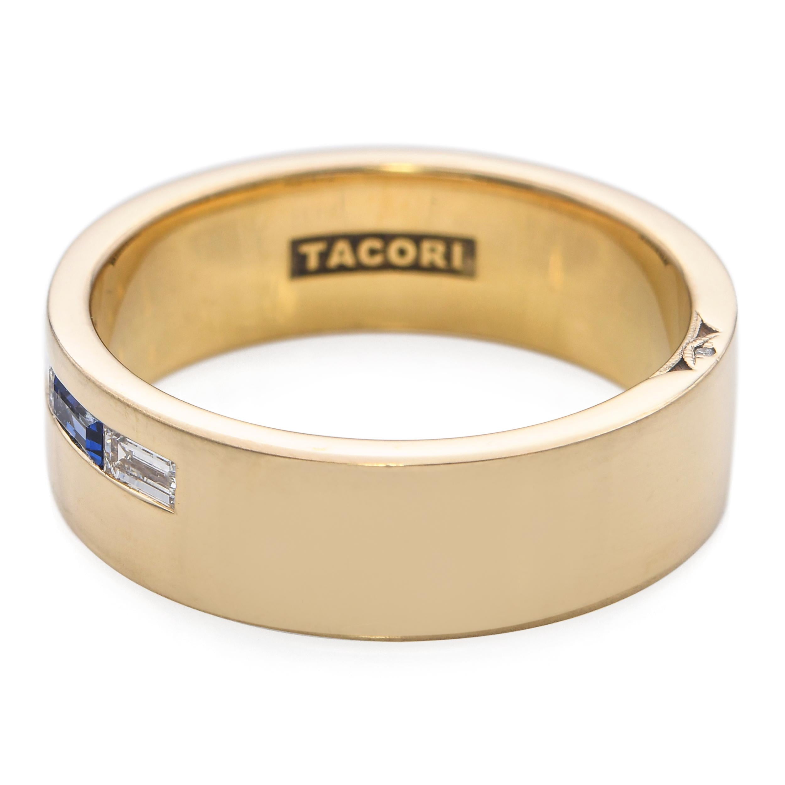 Tacori 18k Yellow Gold Sapphire Diamond Men's Wedding Band