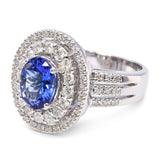 Vintage 14k White Gold Tanzanite and Diamond Halo Ring