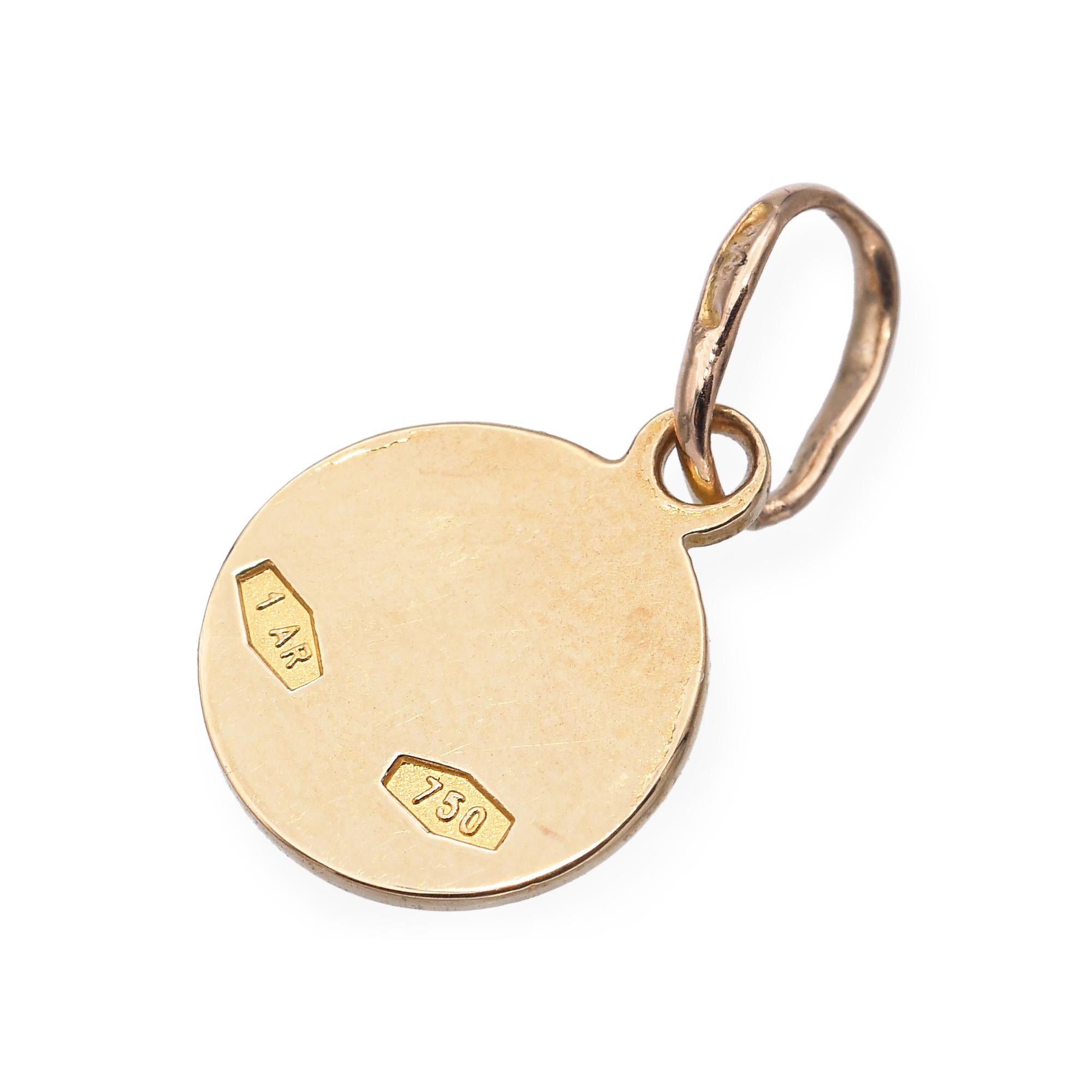 Vintage 18k Yellow Gold Cherub Coin Charm Pendant