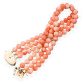 Vintage Yellow Gold Coral Triple Strand Bracelet