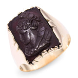 Antique 10k Yellow Gold Sardonyx Female Profile Cameo Ring