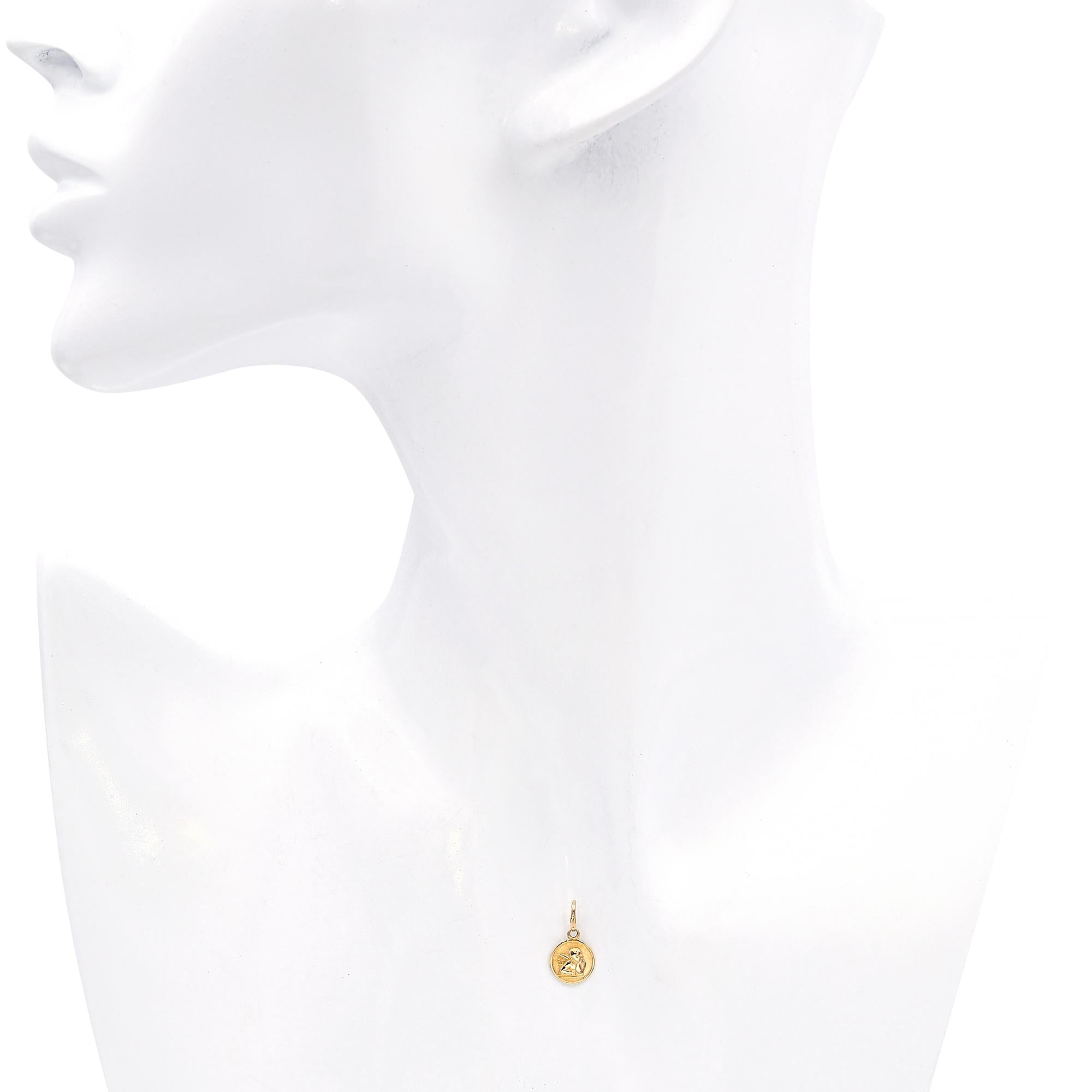 Vintage 18k Yellow Gold Cherub Coin Charm Pendant