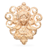 14k Yellow Gold Bright Cut Woman Portrait Pendant