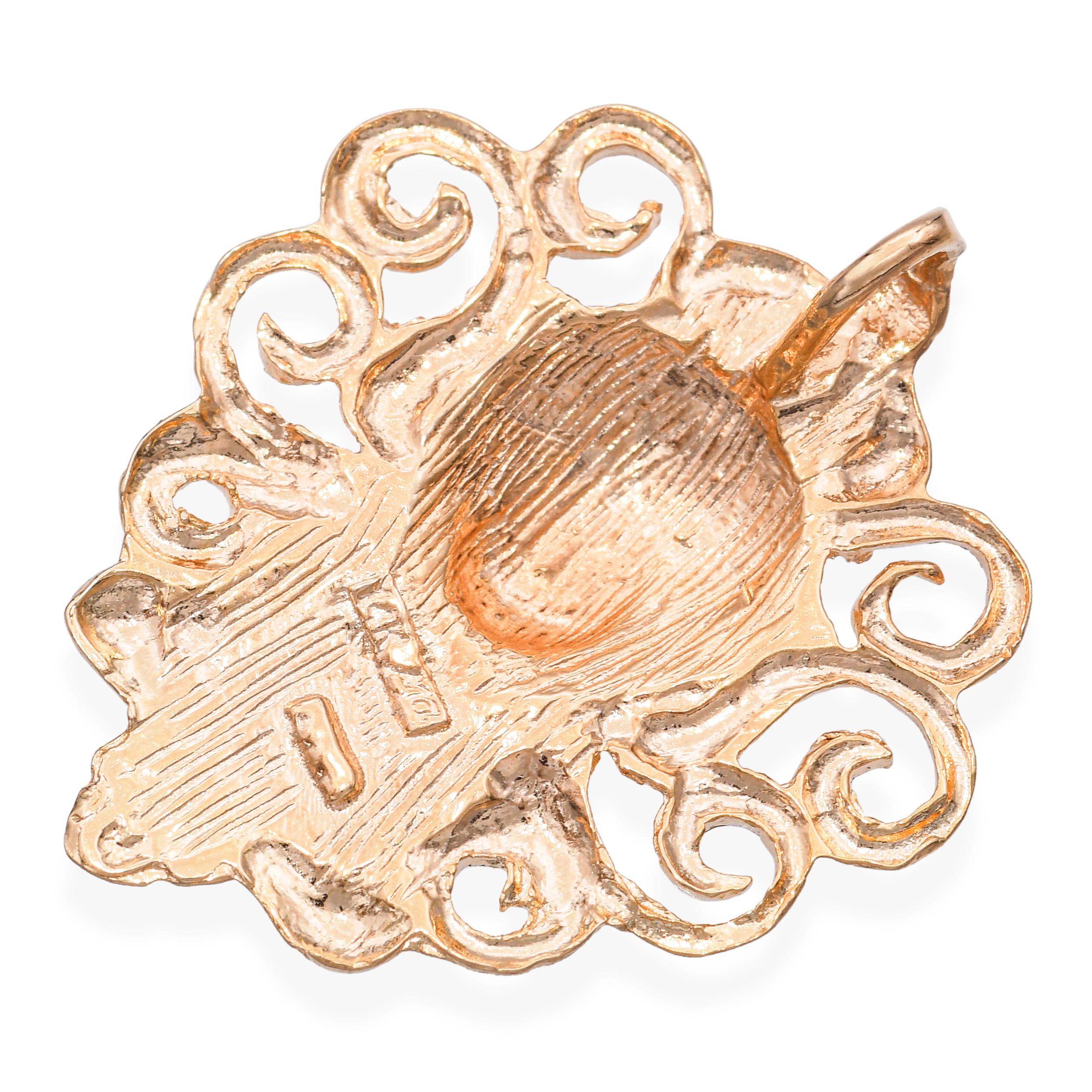 14k Yellow Gold Bright Cut Woman Portrait Pendant