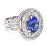 Vintage 14k White Gold Tanzanite and Diamond Halo Ring